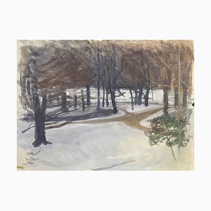 Isaac Charles Goetz, Snowy Undergrowth, 1964, Artwork on Paper