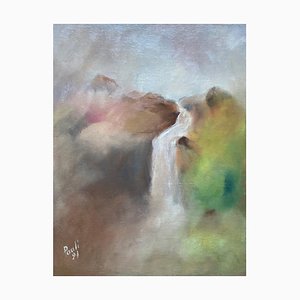 Gilbert Pauli, Cascada en colores pastel, óleo sobre lienzo, 1991