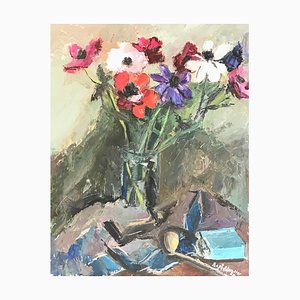 Benjamin Vautier, Bouquet, Oil on Wood, 1967