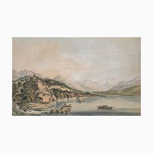 Johann Ludwig Aberli, Veduta del villaggio e del lago di Brientz, Incisione