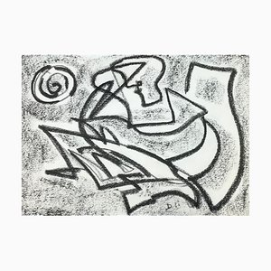 Julien Dinou, Composizione astratta, Carboncino su carta