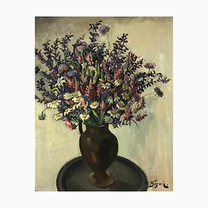 René Samuel Beguin, Bouquet, Oil on Canvas