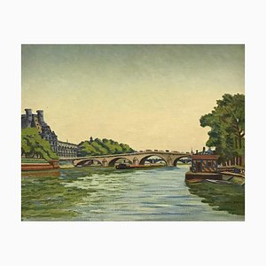 Pierre Charles Hébert, Il Pont Royal e il Louvre, Olio su tela, 1927