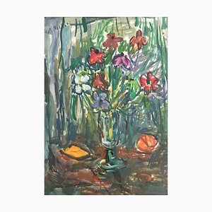 Bouquet and Vase on Foot, Artwork on Paper