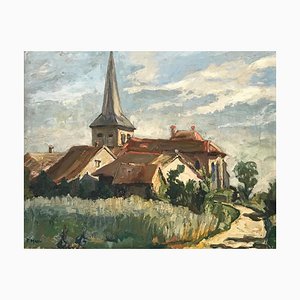 Fernand Morin, Cuore del villaggio, Olio su tela