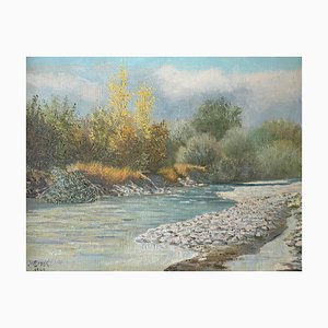 William Paul Brack, River Bank, Olio su tela, 1949