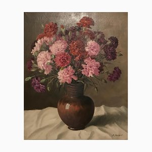 Albert Duplain, Ramo de flores, óleo sobre lienzo, años 60
