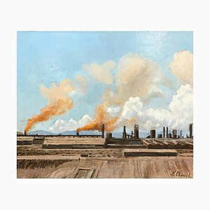 Jean F. Chomel, Red Smoke, Oil on Wood, 1969