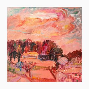 Jean Krillé, Pink Storm, Tableau No. 11, Oleo sobre madera, 1984
