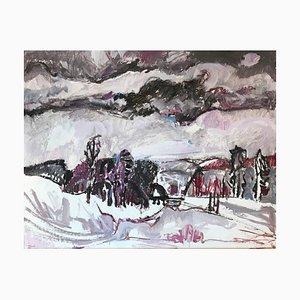 Jean Krillé, Winter Landscape No. 15, Oil on Wood, 1984