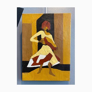 Gilbert Pauli, Accordion Girl, Oil on Canvas, 1996