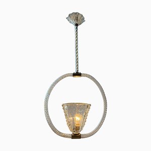 Art Deco Italian Chandelier attributed to Ercole Barovier, Murano, 1940s