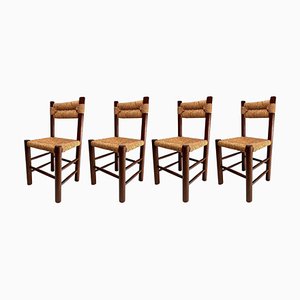 Sillas de comedor francesas vintage de Charlotte Perriand, años 60. Juego de 4