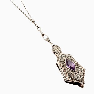 Silberner Lorgnette-Anhänger an Platin-Kette