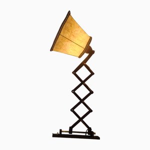 Lampada da parete vintage a forbice in teak, Paesi Bassi, anni '50