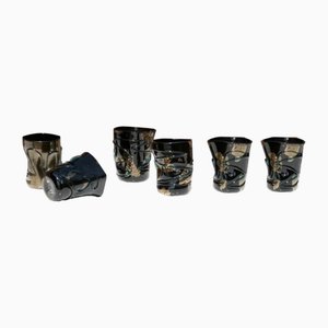 Gläser aus Schwarzgoldenem Muranoglas von YourMurano, 6 . Set