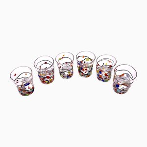 Murano Glasses in Crystal and Colored Spots from YourMurano, Set of 6
