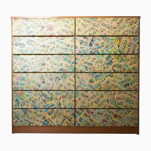 Cassettiera Decoupage, anni '70