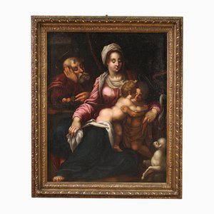 Artista di scuola toscana, Sacra Famiglia, 1570, Olio su tela, In cornice