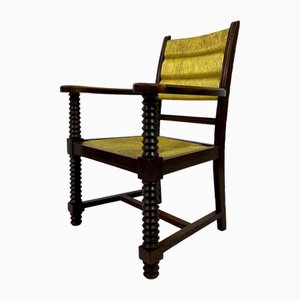 Fauteuil en Chêne et Jonc attribué à Charles Dudouyt, 1940s
