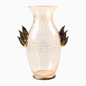 Klassische Vase aus mundgeblasenem Goldglas und Kristallglas von YourMurano