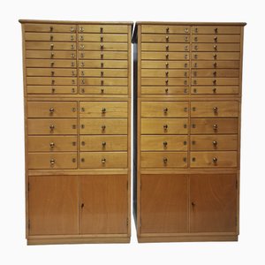 Filing Cabinet in Beech Wood, 1960s, Set of 2