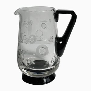 Vintage Art Deco Karaffe aus Schwarzem Glas, Frankreich, 1930er