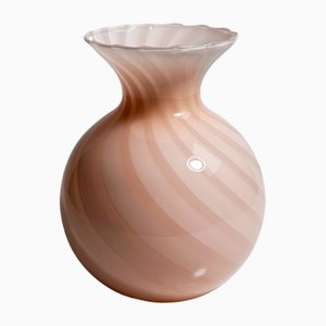 Mid-Century Murano Swirl Vase in Pink, 1970s