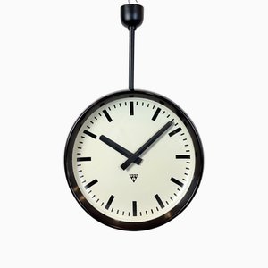 Large Industrial Bakelite Double Sided Factory Clock from Pragotron, 1950s