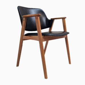 Fauteuil Mid-Century en Teck et Cuir attribué à Erik Kirkegaard Pour Glostrup, Danemark, 1960s