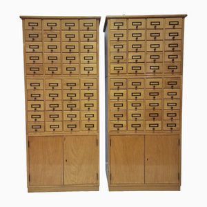 Filing Cabinets in Beech Wood, 1960s, Set of 2