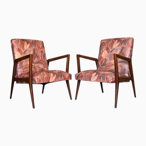 Set of Mid-Century Modern Scandinavian Colorful Teak Lounge Armchairs, 1960s