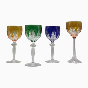 Vintage Wittwer Wine Glasses in Cobalt Emerald Amber, 1960s, Set of 4