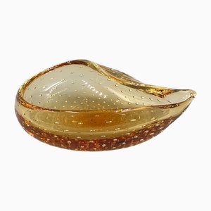 Cenicero Bullicante de cristal de Murano en color miel, años 60
