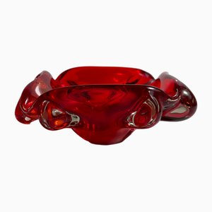Kirschroter Murano Aschenbecher, 1970er