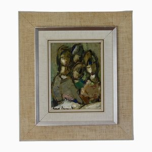 Erik Brandt, Children Portrait, 1960s, Oil on Canvas, Framed