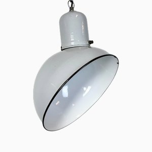 Industrial Grey Enamel Factory Pendant Lamp, 1960s