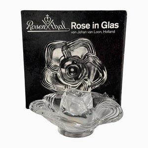 Candelabro de vidrio con rosa de Johan Van Loon para Rosenthal Studio Linie, Alemania, años 80