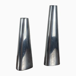 Silberne Aluminium Kerzenhalter von Ikea, 1980er, 2er Set