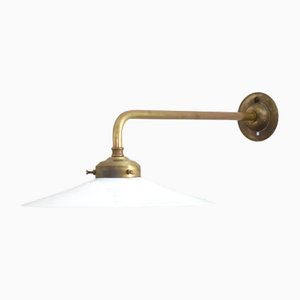 French Coolie Milk Glass Wall Light, 1930s
