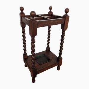 Antique Italian Bobbin Turned Barley Twist Stick and Umbrella Stand, 1960s