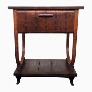 Mueble bar italiano Art Déco de madera nudosa de nogal, años 40