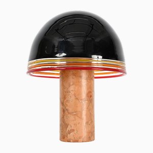 Febo Red Marble and Murano Glass Table Lamp attributed to Pamio & Toso for Leucos, 1970s