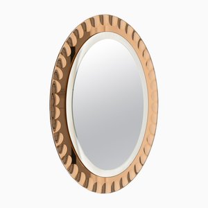 Mid-Century Italian Pink Oval Wall Mirror by Antonio Lupi for Cristal Luxor, 1960s