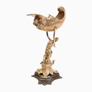 Conque Figurine Art Nouveau en Bronze Doré