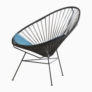 Black Acapulco Chair with Petroleum Cushion by OK Design