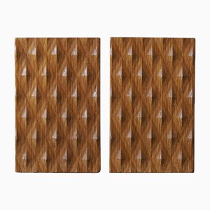 Sujetalibros Mid-Century de madera, años 60. Juego de 2