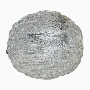 Textured Ice Glass Flush Mount Ceiling Lamp from Kaiser Leuchten, 1960s
