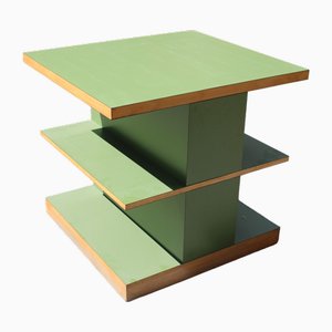 Italian Display Stand in Beech and Green Laminate with Shelves, 1950s