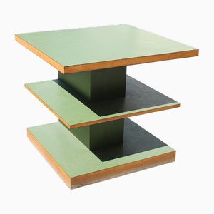 Vetrina da negozio in faggio e laminato verde, Italia, anni '50